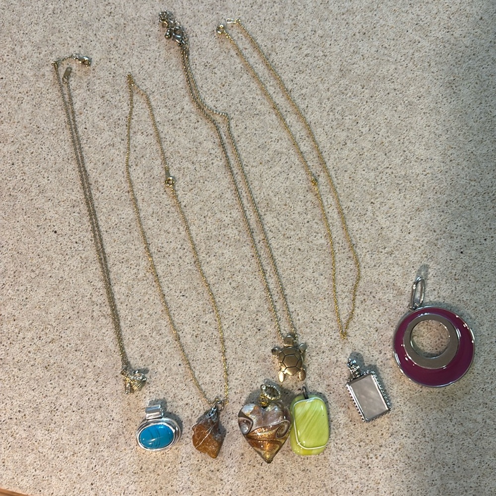 Various pendants and necklaces
